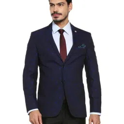 Allen Solly Navy Slim Fit Floral Print Blazer-image-64