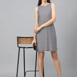 Globus White & Blue Striped A-Line Dress image 5