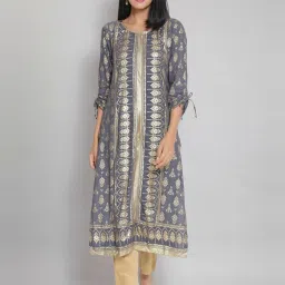 Aurelia Grey Printed Straight Kurta image 1
