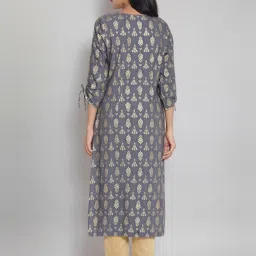 Aurelia Grey Printed Straight Kurta image 2