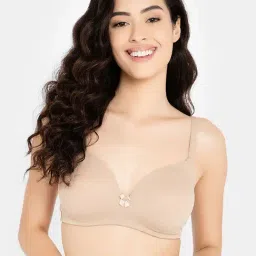 Clovia Beige Polyamide Full Coverage T-Shirt Bra-image-79