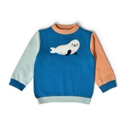 MiArcus Kids Blue & Beige Cotton Applique Full Sleeves Sweater-picture-29