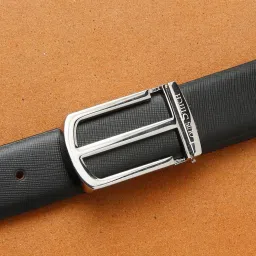 Louis Stitch Black Textured Leather Formal Belt for Men image 2