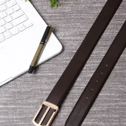 Louis Stitch Brown Textured Leather Formal Belt for Men image 2