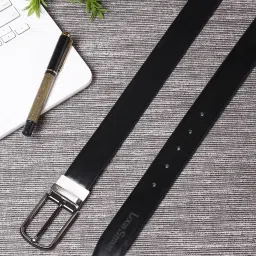 Louis Stitch Black Leather Reversible Belt for Men image 2