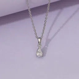 925 Silver 0.5 Ct Pear American Diamond Solitaire Pendant with 18-inch Chain for Women & Girls-image-6
