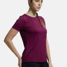 Jockey MW71 Women's Microfiber Polyester Relaxed Fit Solid Round Neck Half Sleeve T-Shirt image 2