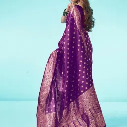 Satrani Purple Art Silk Woven Saree With Unstitched Blouse image 2