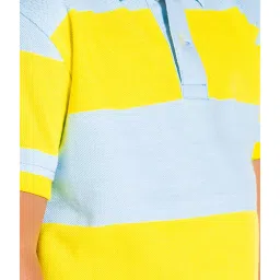 Cherry Crumble By Nitt Hyman Kids Yellow & Grey Striped Polo T-Shirt image 3