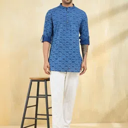 Fabindia Men Ethnic Motifs Printed Thread Work Kurta-picture-32