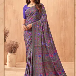 Panzora Floral Poly Crepe Designer Saree image 1