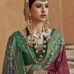 Elora Maroon Woven Saree With Unstitched Blouse image 2