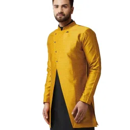 Sojanya Mustard Self Print Sherwani Jacket image 3