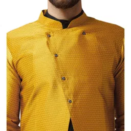 Sojanya Mustard Self Print Sherwani Jacket image 4