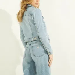 Guess Blue Solid Full Sleeves Jacket image 2