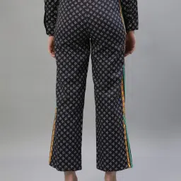 Iconic Navy Cotton Printed Trousers image 2