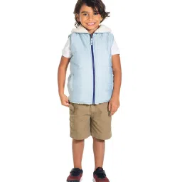 Cherry Crumble By Nitt Hyman Kids Off White & Grey Quilted Reversible Hooded Jacket image 5