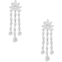 The Real Effect London Sonah Silver Florere Long Hanging Drop Earrings image 2