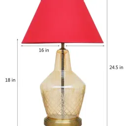 kapoor lamp shades Kapoor E Illuminations 'Lolita' Maroon & Antique Gold Glass Table Lamp - Set of 1 image 2