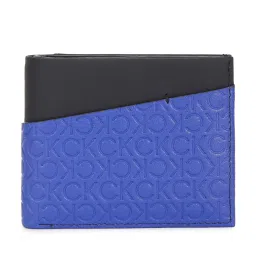 CALVIN KLEIN Black & Blue Leather Printed Wallet image 2