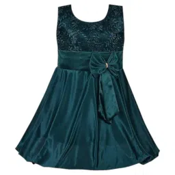 Wish Karo Girls Dark Green Embroidered Party Dress-picture-16
