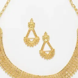Zeneme Gold Plated Textured With Intricate Detailing Necklace Set image 5