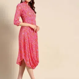 Mabish By Sonal Jain Pink Printed A-Line Dress image 3