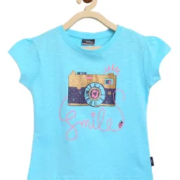 lil tomatoes Li'l Tomatoes Kids Blue Embellished Top image 1