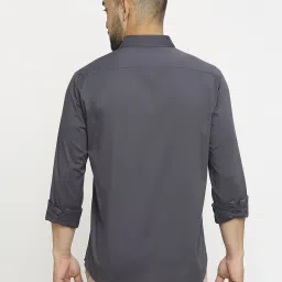 Basics Dark Grey Cotton Slim Fit Shirt image 2