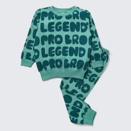 Nite Flite Girls Green Cotton Printed Pyjama Set-image-50