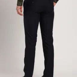 Turtle Navy Slim Fit Chequered Trousers image 2