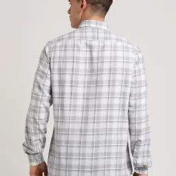 Turtle Grey Cotton Slim Fit Chequered Shirt image 2
