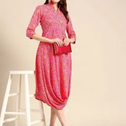 Mabish By Sonal Jain Pink Printed A-Line Dress image 4