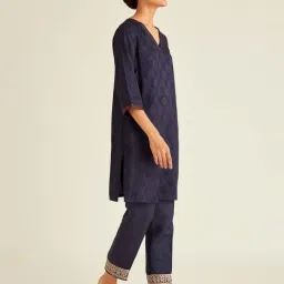 Ancestry Navy Printed Kurta image 4