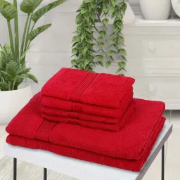 bianca LORENA [6pc] 100% Cotton Super-Soft Terry Towels -2pc Bath, 4pc Hand (d`ross) solid-red image 1