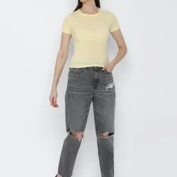 American Eagle Outfitters Yellow Round Neck T-Shirt image 4
