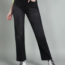 Mast & Harbour Women Straight Fit High-Rise Light Fade Stretchable Jeans image 1