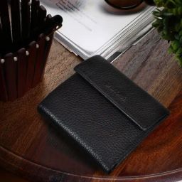 SASSORA ZINNIA Black Textured Small Leather Tri-Fold Wallet-picture-47