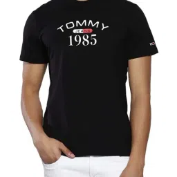 Tommy Hilfiger Black Cotton Slim Fit Logo Printed T-Shirt-picture-15