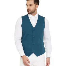 Hypernation Teal Regular Fit Waistcoat image 1