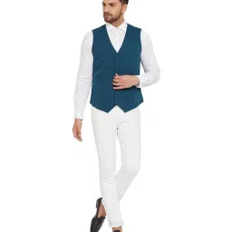 Hypernation Teal Regular Fit Waistcoat image 5