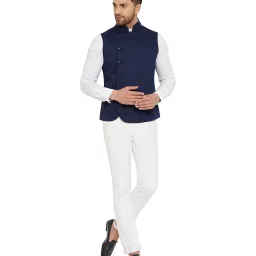 Hypernation Navy Regular Fit Waistcoat image 5