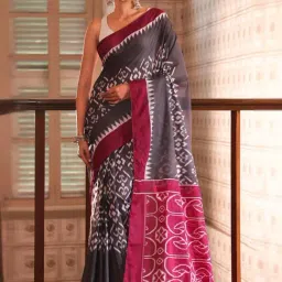 Anjaneya Sarees Grey Woven Cotton Silk Printed Designer Saree-picture-33