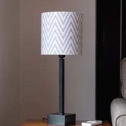 ExclusiveLane 'Greyed Chevrons' Handcrafted Table Lamp In Iron (18 Inch) image 1