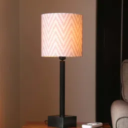 ExclusiveLane 'Greyed Chevrons' Handcrafted Table Lamp In Iron (18 Inch) image 2