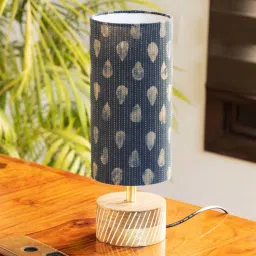 ExclusiveLane Prussian Perks Blue Mango Wood Handcrafted Round Table Lamp image 2