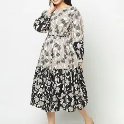 Fabindia Grey & Black Printed A-Line Dress image 2