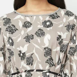 Fabindia Grey & Black Printed A-Line Dress image 4