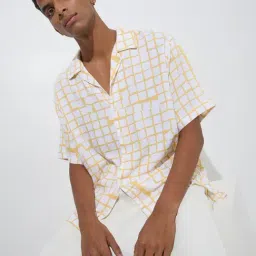 Nuon by Westside Yellow Checkered Relaxed-Fit Shirt-image-56