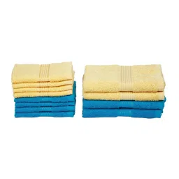 bianca LORENA [12pc] 100% Cotton Super-Soft Terry Towels -4pc Hand, 8pc Face (d`ross) solid-yellow/turq image 2